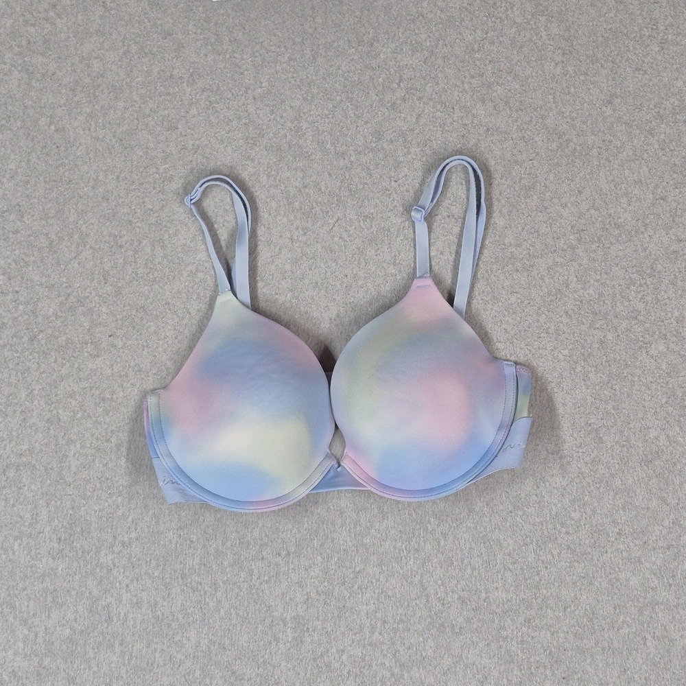 Victoria's Secret PINK Women Bra 32D Blue Wear Everywhere T Shirt Lightly Lined